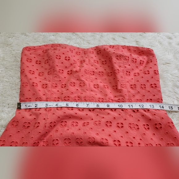 J CREW Factory NWT Eyelet Strapless Dress Salmon Pink Sz 6 - Picture 6 of 9